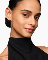 Pearl Stud Earrings in Sterling Silver with Pearls and Diamonds, 7.4mm